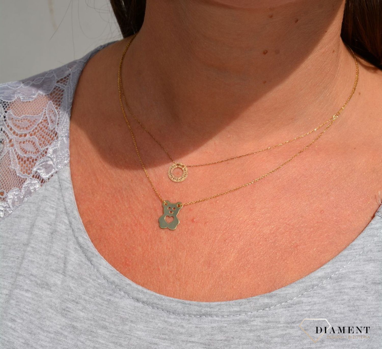 naszyjnik-gwiazd-celebrytka-srebro-Złota celebrytka Miś Naszyjnik złoty miś z serduszkiem. Naszyjniki złote z misiem.jpg